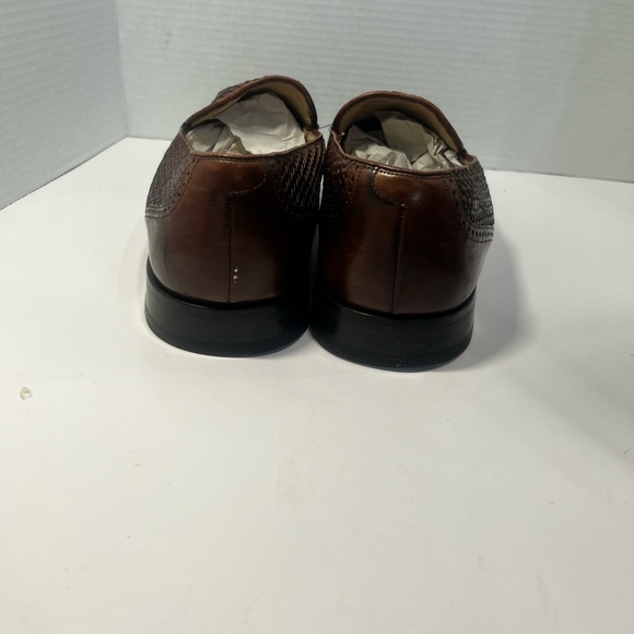 Mezlan Dark Brown Woven Leather Loafers - Picture 5 of 6